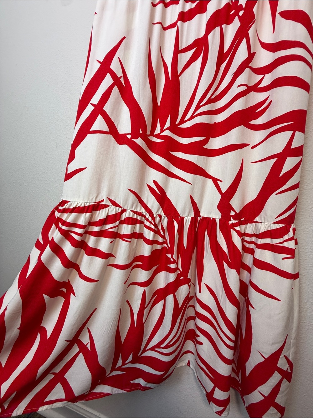 Adrianna Papell NWT Printed Maxi Dress Sz 14 Red Ivory Spaghetti Strap Boho - Picture 10 of 11